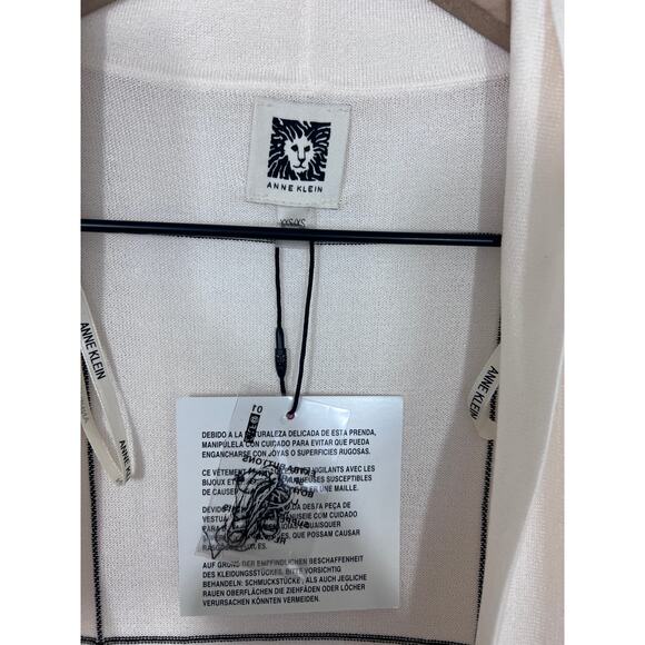 Anne Klein Cream Black Windowpane Knit Cardigan NWT Size XXS/XS $129 - Picture 2 of 7